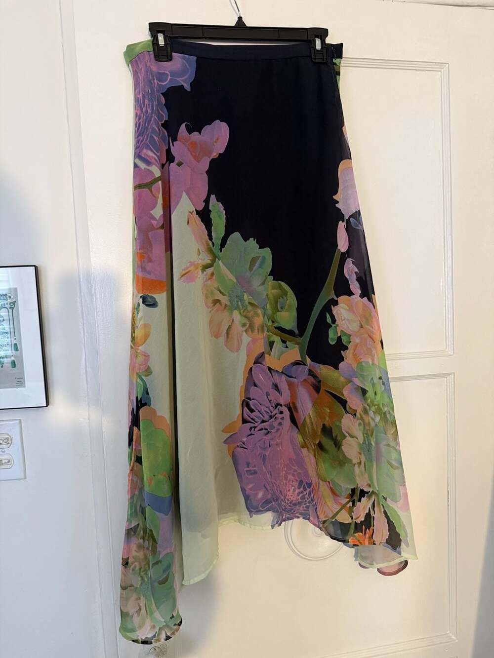 Eva Franco Floral Asymmetrical Handkerchief Hem Maxi Skirt Size 10